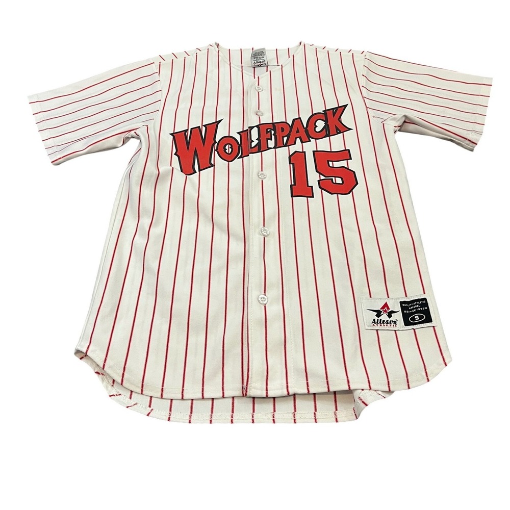 Vintage Alleson Athletic Baseball Jersey Mens S NC State Wolfpack Pinstripe 15
